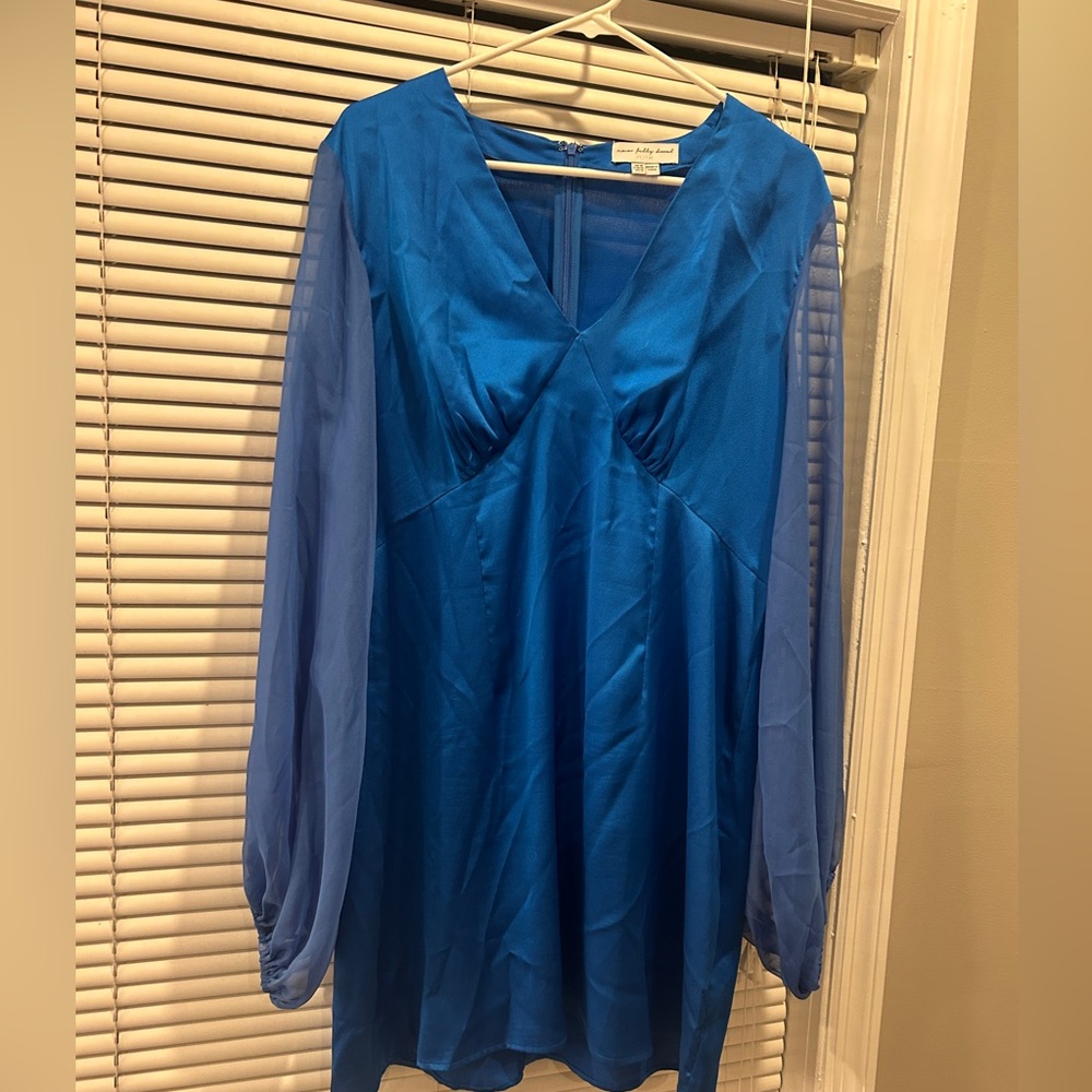 Never Fully Dressed Elegant Blue Long Sleeve Dress